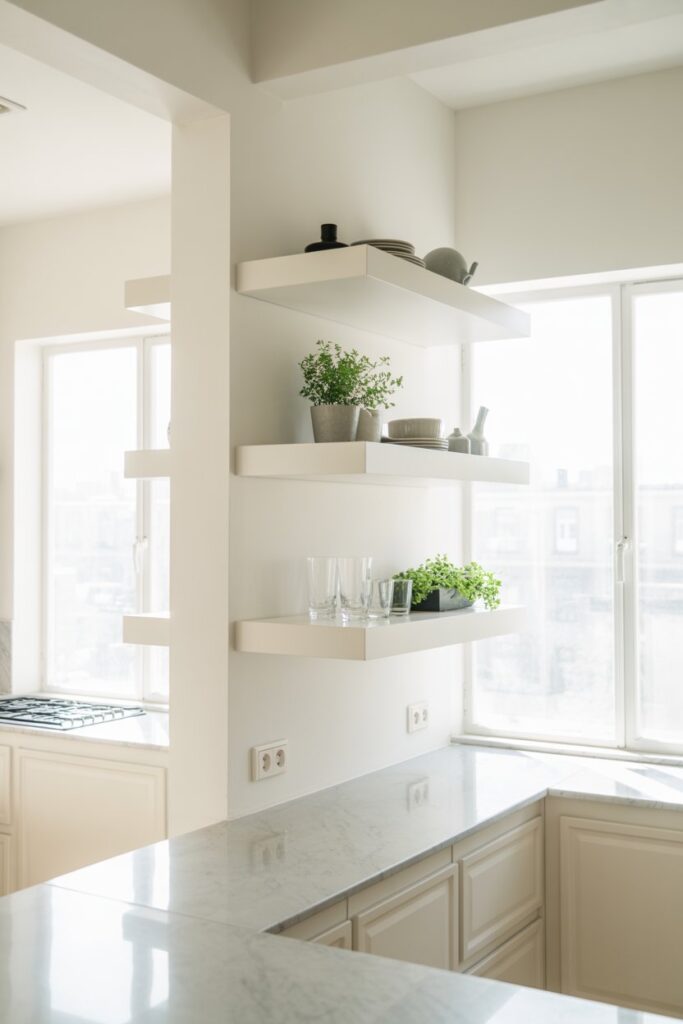 White Corner Shelves