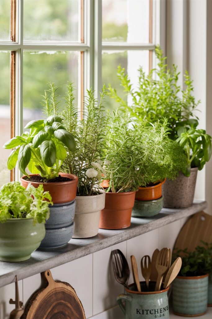 Potted Herb Window Decor