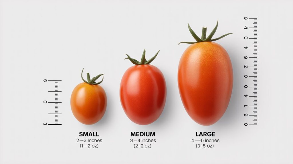 Size Chart for Roma Tomatoes