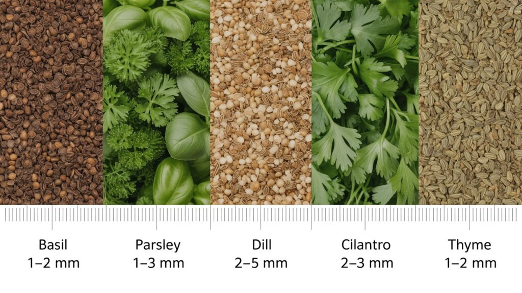 Seed Sizes Chart
