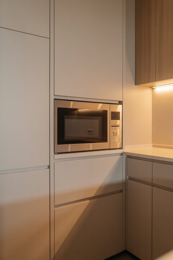 Microwave in Corner of Kitchen Island