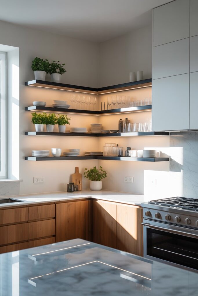 Floating L-Shaped Corner Shelves