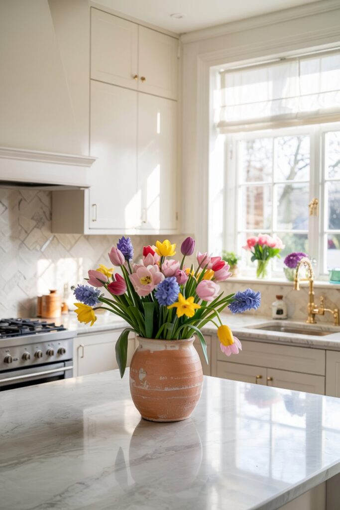 Neutral Kitchen with Floral Pop