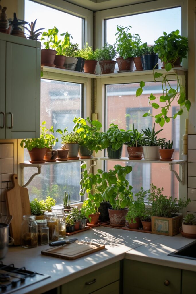 Corner Window with Plant Display