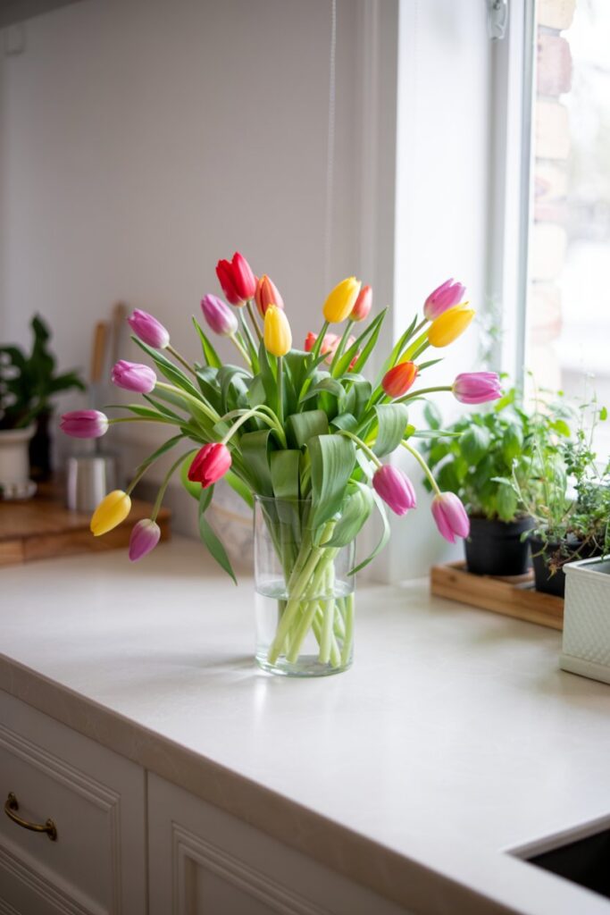 Fresh Tulips on the Counter