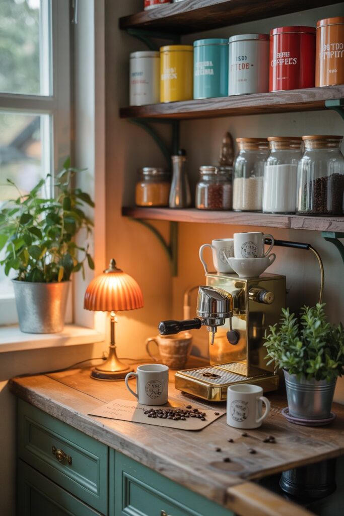 Corner Coffee Station with Lamp