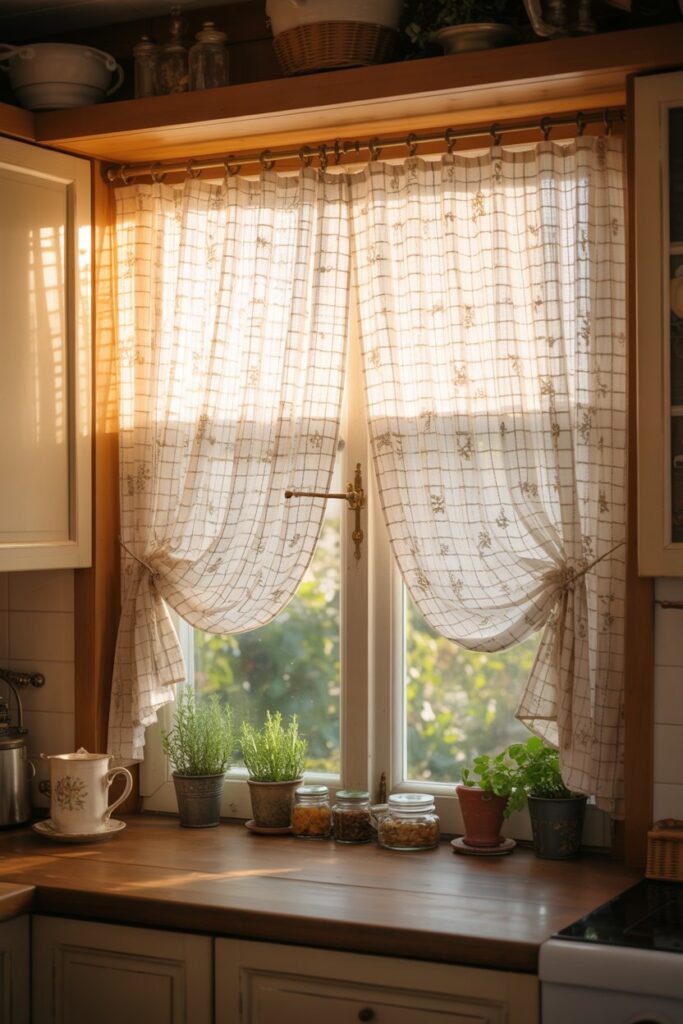 Corner Window with Cafe Curtains
