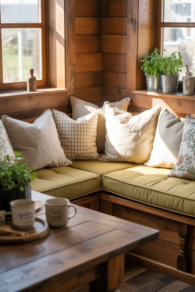 Farmhouse-Style Corner Bench