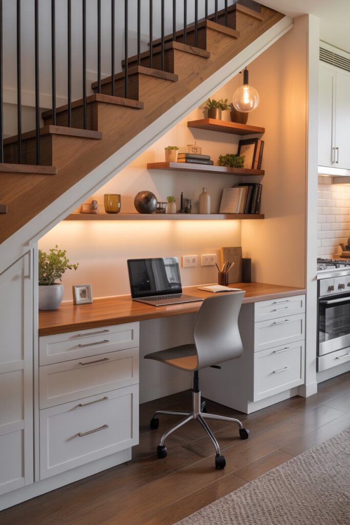 Under-Stairs Kitchen Desk