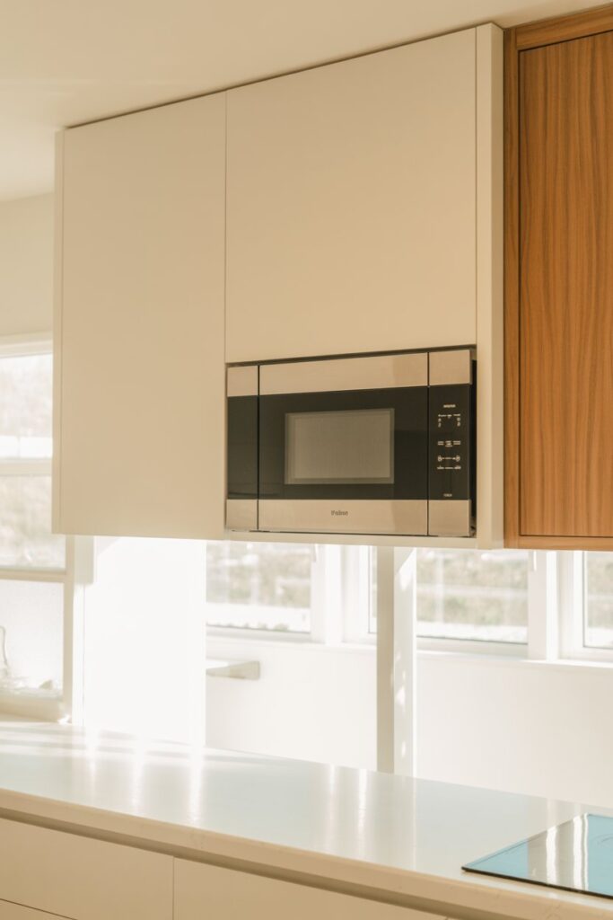 Microwave in Corner Wall Cabinet