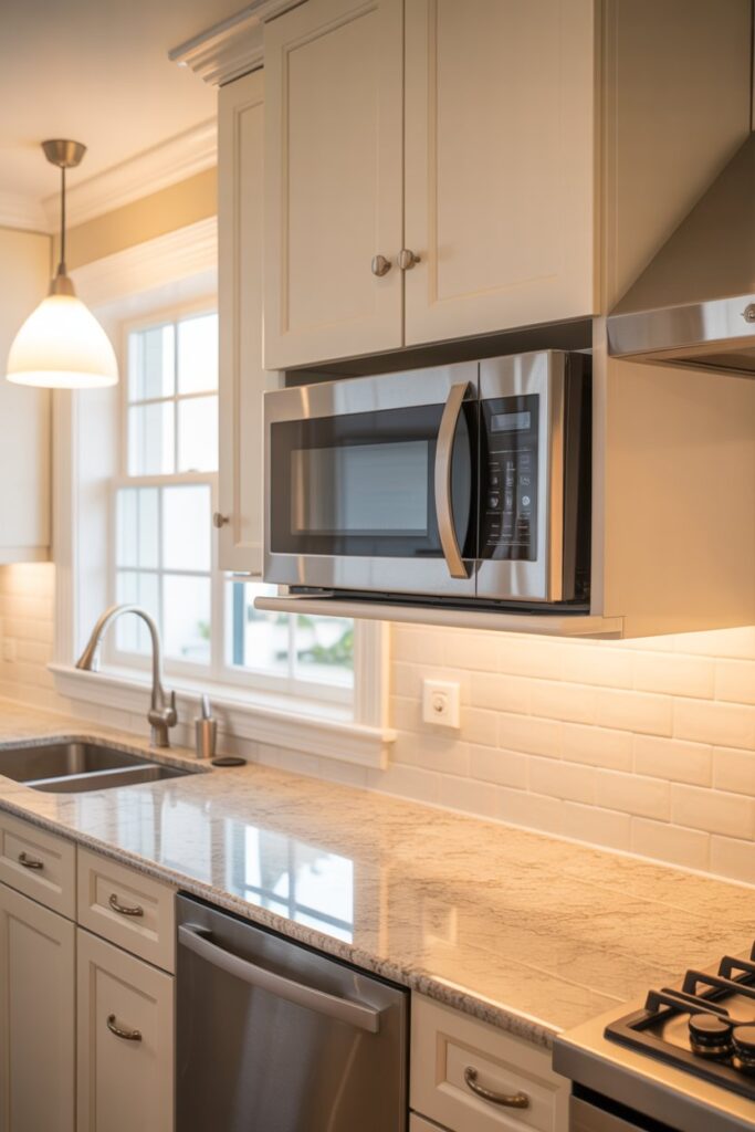 Corner Microwave with Open Counter Space