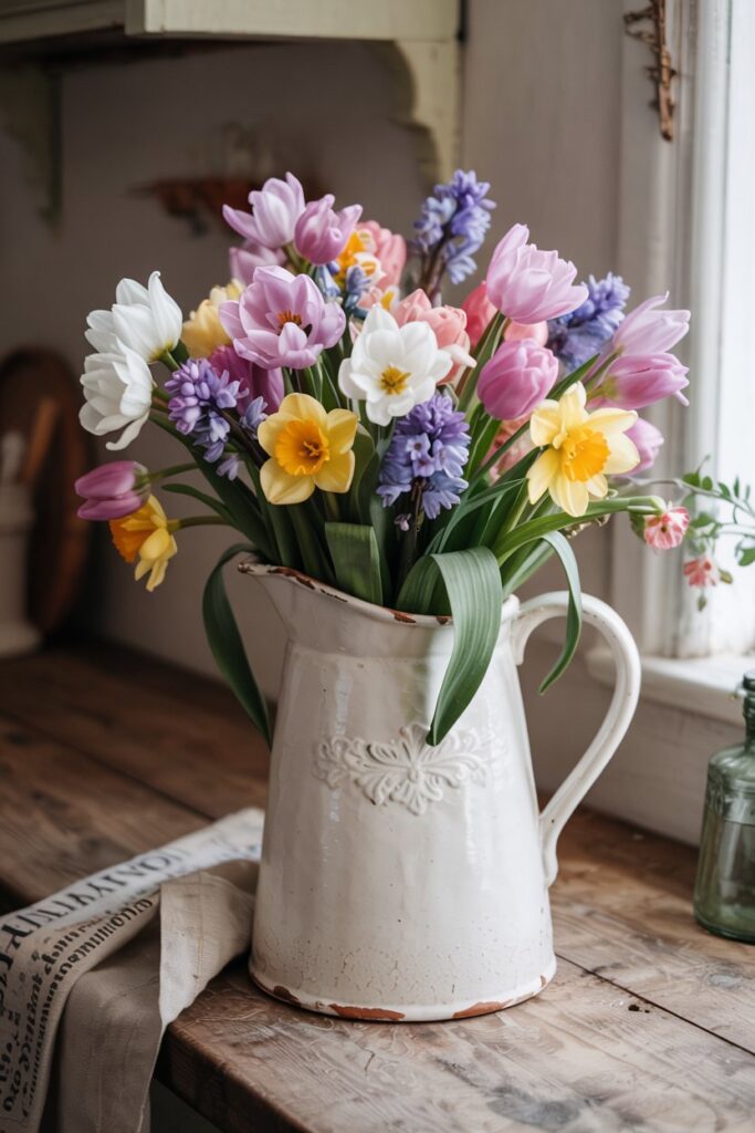 Farmhouse Pitcher with Flowers