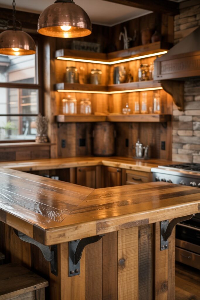 Rustic Wood Corner Bar