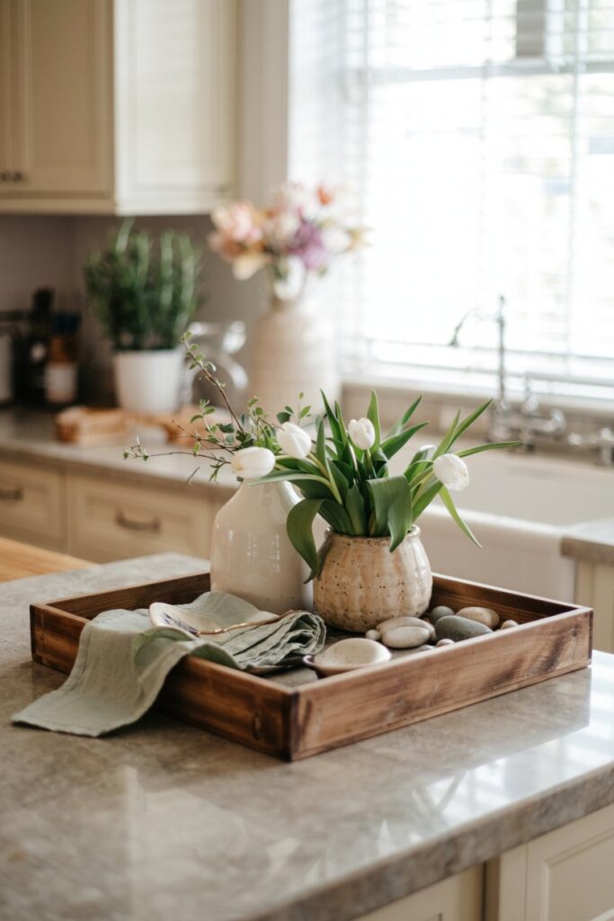 Wooden Tray with Spring Accents