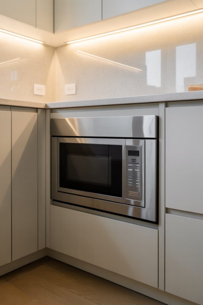 Microwave Drawer in Corner Base Cabinet