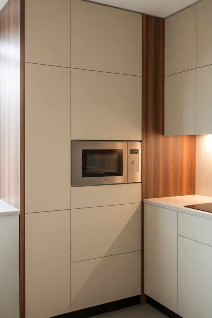 Corner Microwave in Tall Cabinet