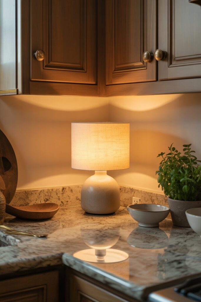 Table Lamp on Corner Counter