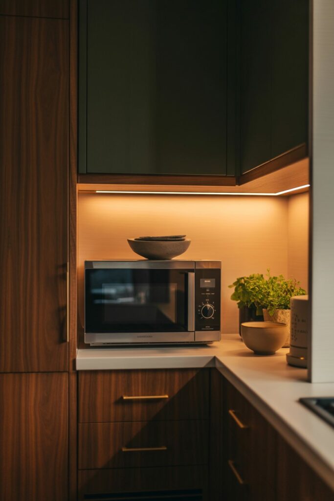 Corner Microwave with Accent Lighting