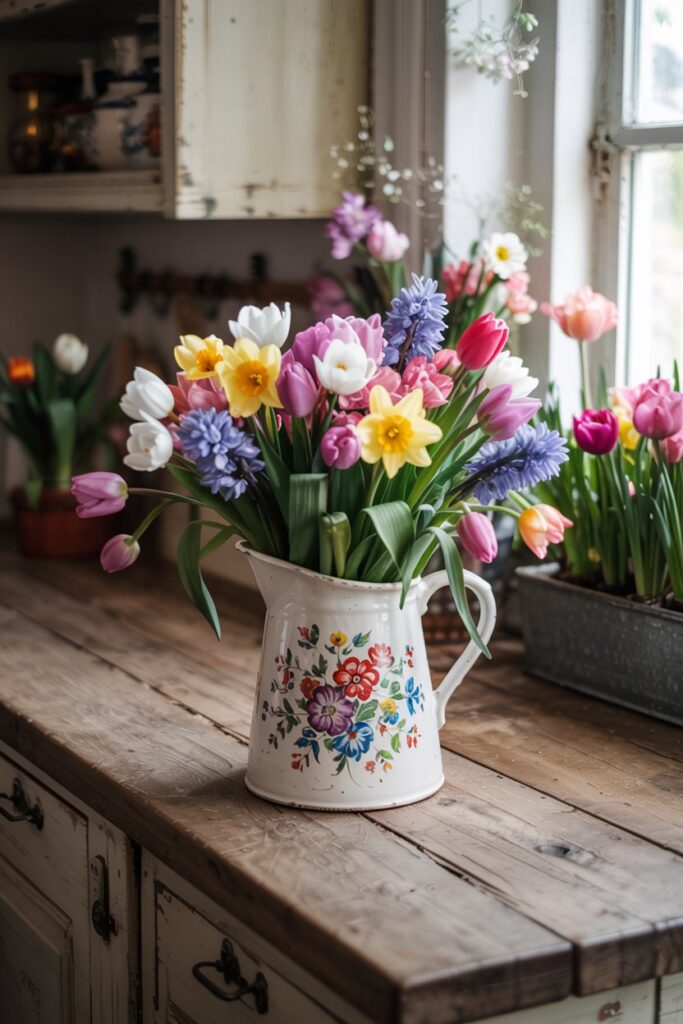 Fresh Flowers in a Pitcher
