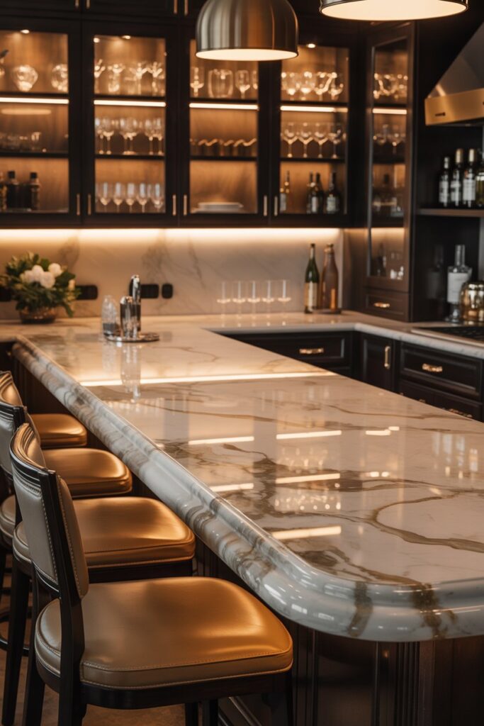 Corner Bar with Stone Countertop