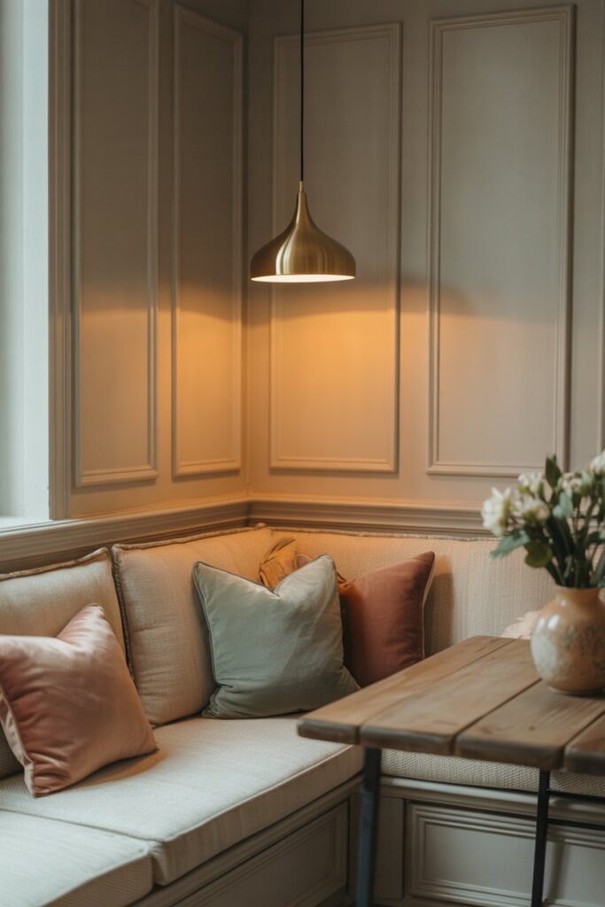 Corner Bench with Statement Lighting