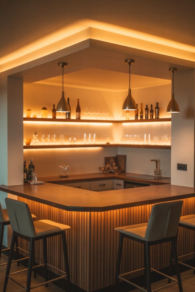 Corner Bar with Accent Lighting