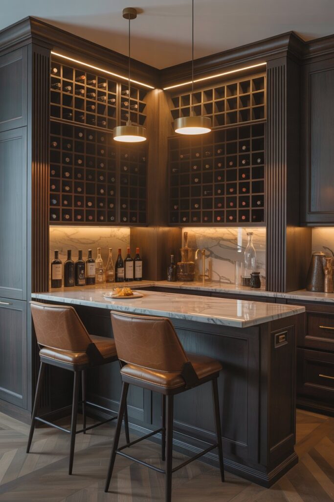 Corner Bar with Wine Storage