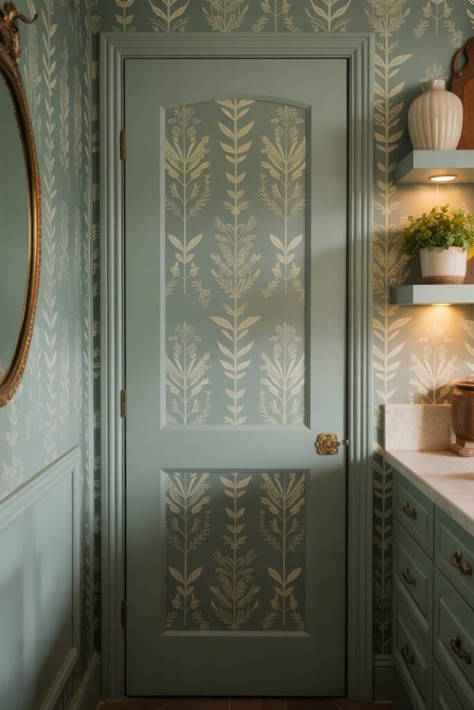 Wallpaper-Covered Pantry Door