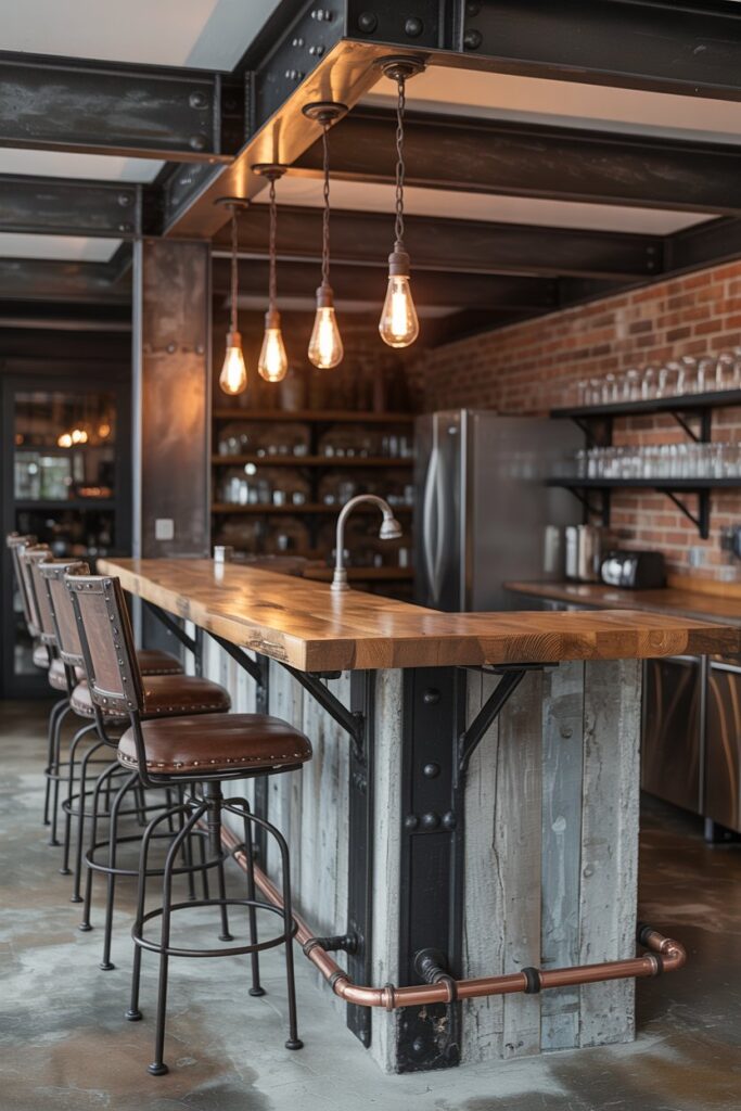 Industrial-Style Corner Bar