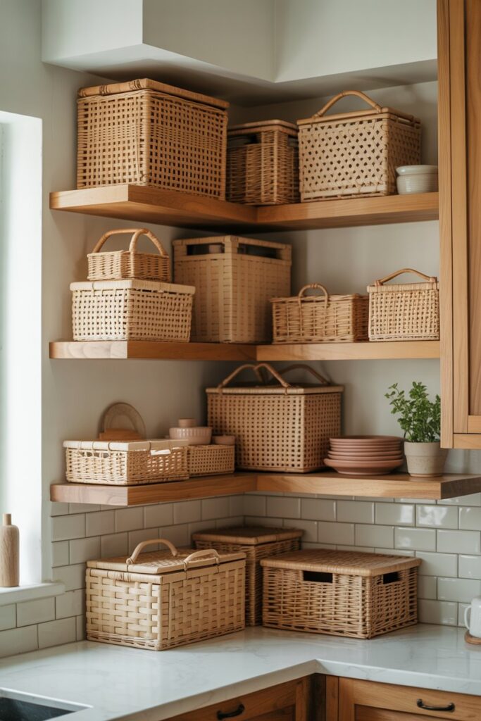  Corner Shelves with Baskets