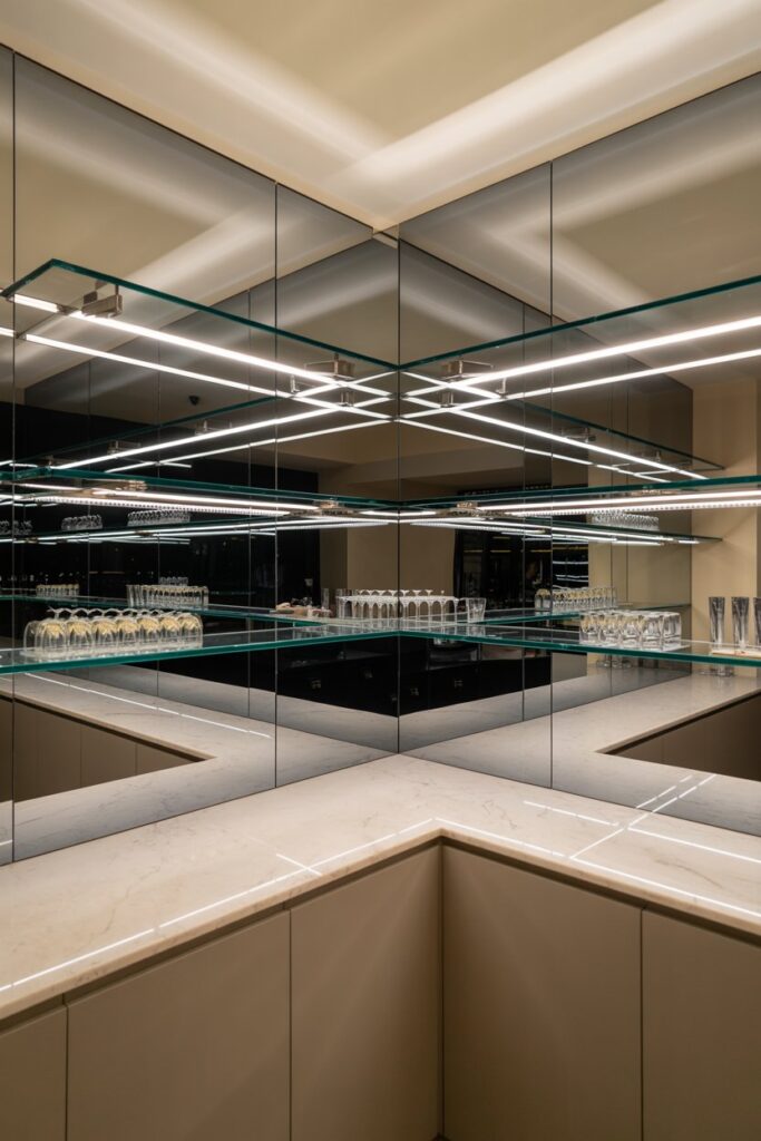  Corner Bar with Glass Shelves