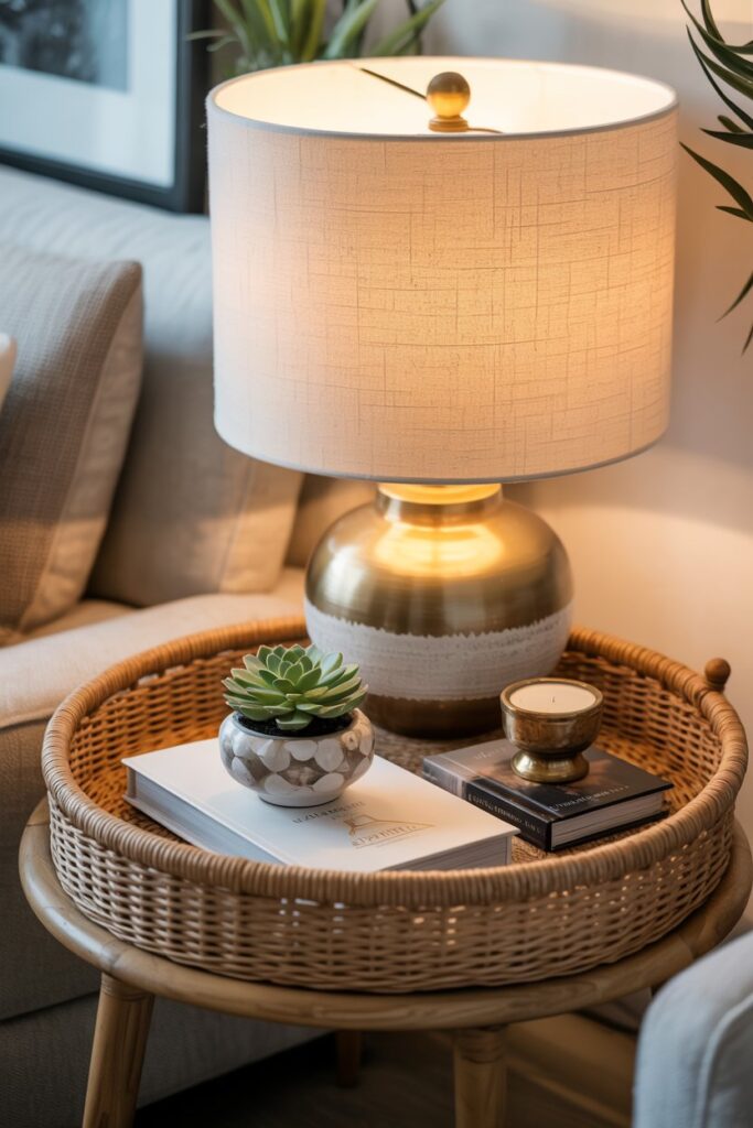 Corner Lamp with Tray Styling