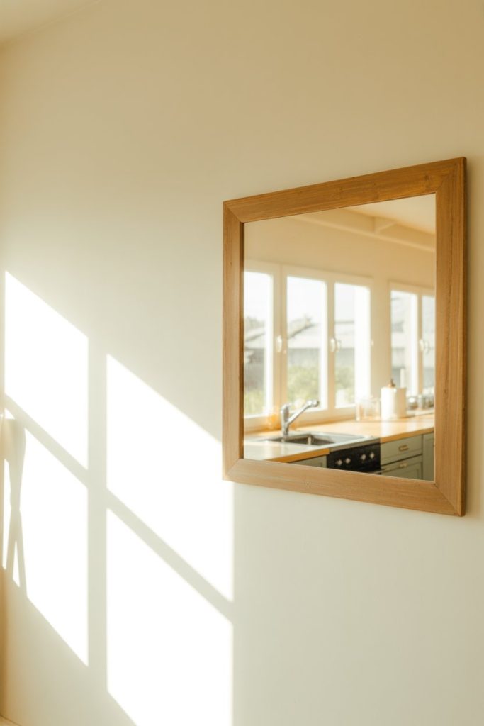 Wooden Frame Mirror Wall Accent