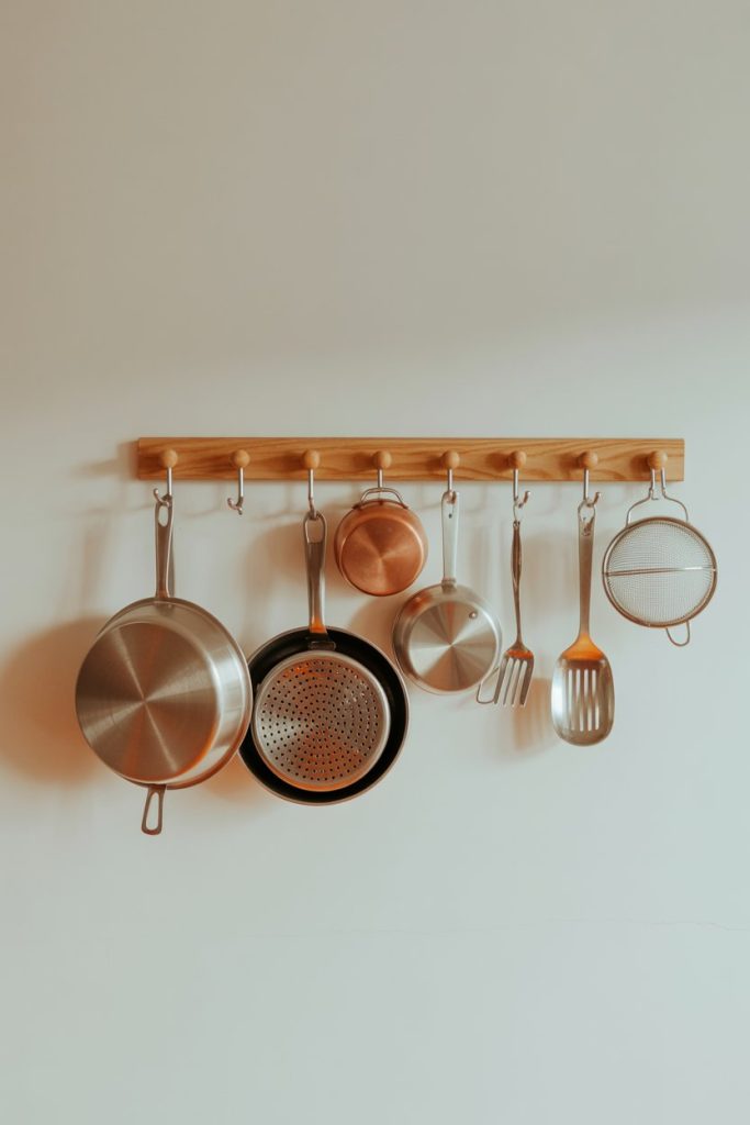 Wall-Mounted Peg Rail for Pots