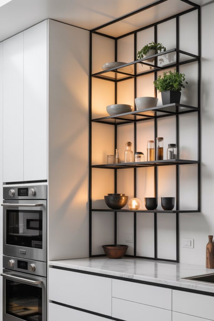 Modern Metal Corner Shelves