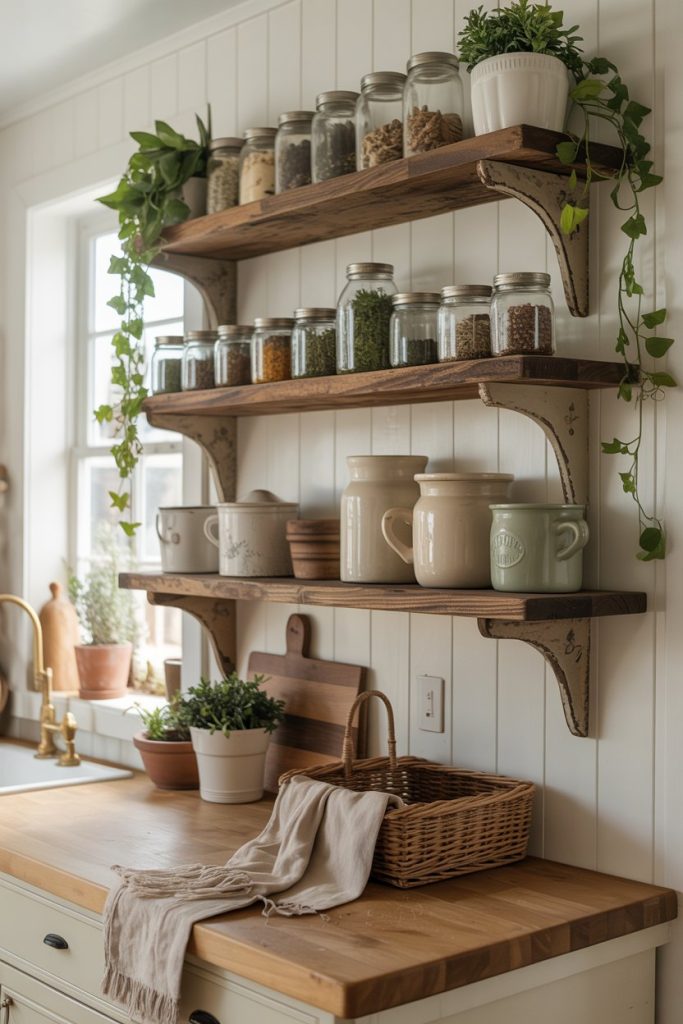 Rustic Floating Shelves with Decor