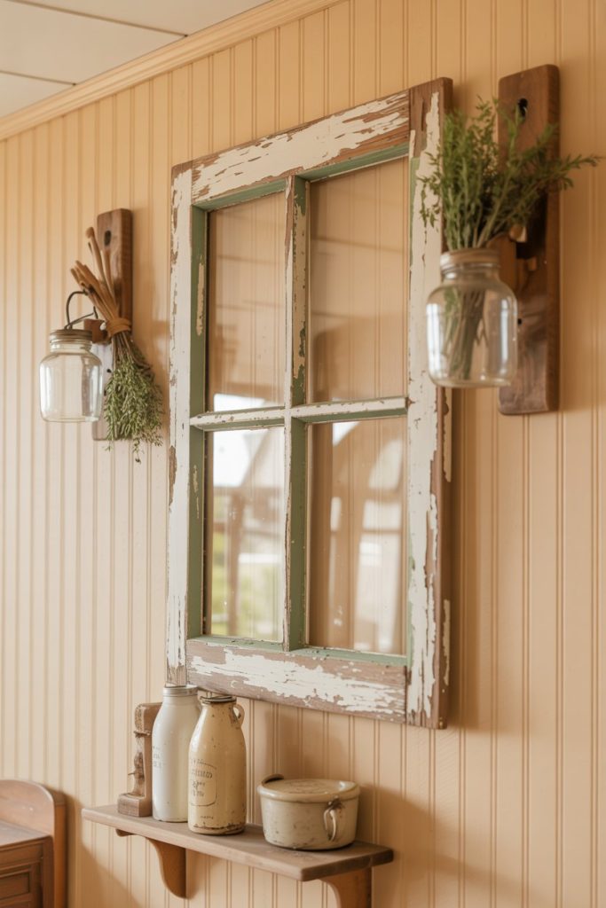 Vintage Window Frame Wall Decor
