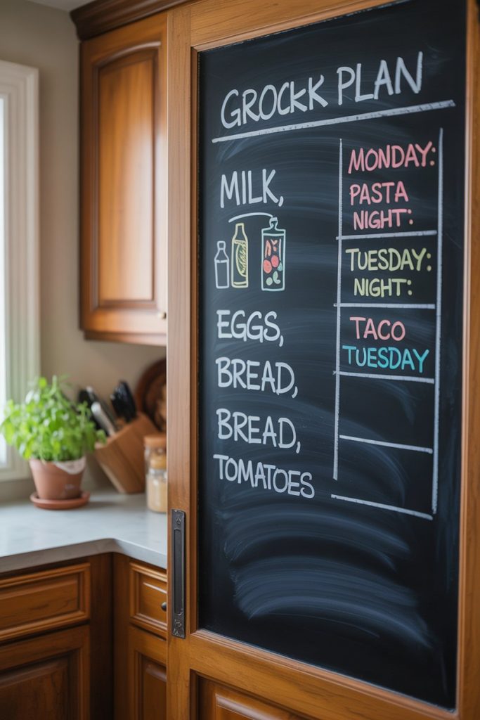 Corner Pantry with Chalkboard Door