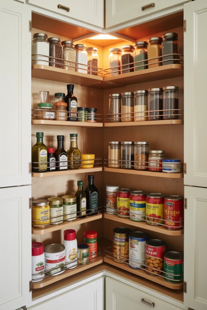 Lazy Susan Corner Pantry Shelves