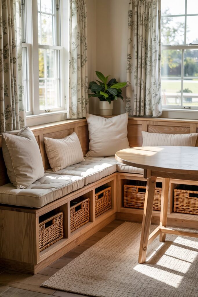 Corner L-Shaped Storage Bench for Small Kitchens