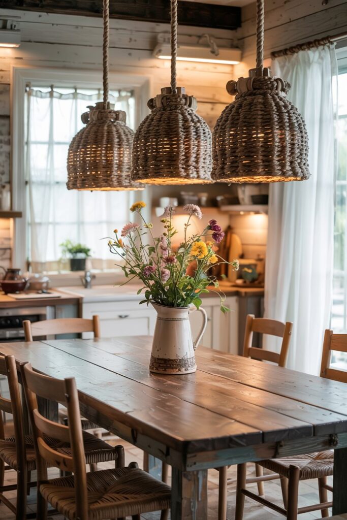 Rope-Hung Pendant Lighting for a Nautical Touch