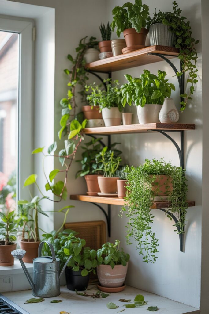 Corner Shelf with Greenery