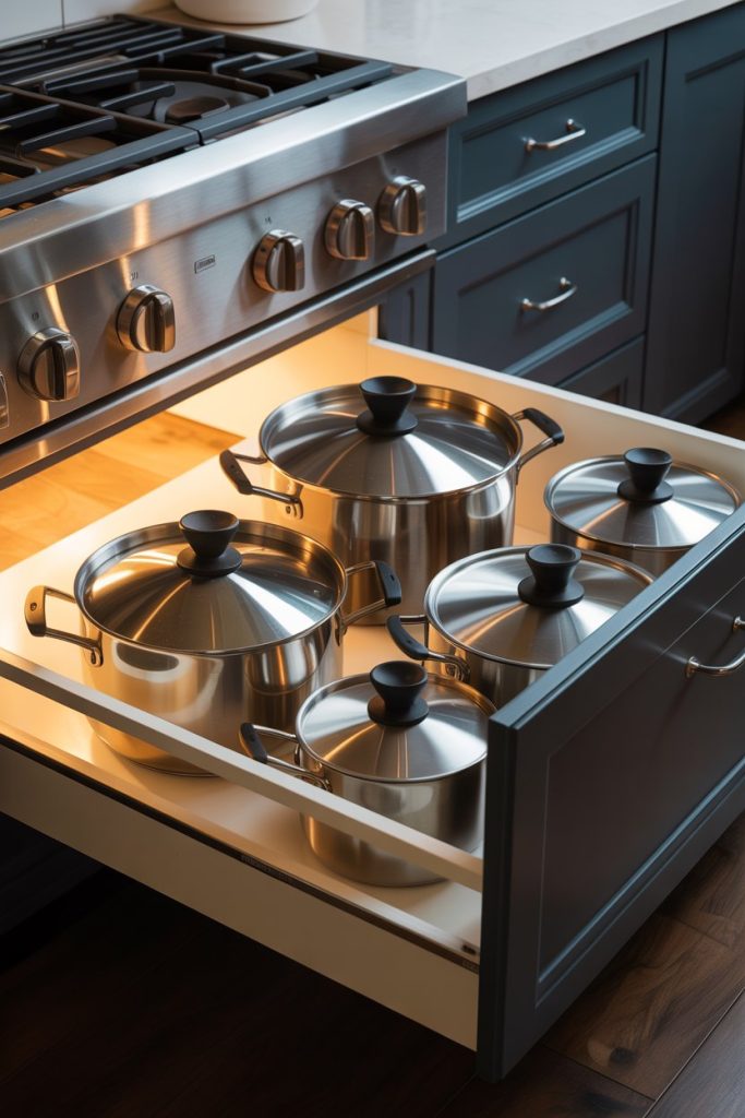 Oven Drawer Pot Storage