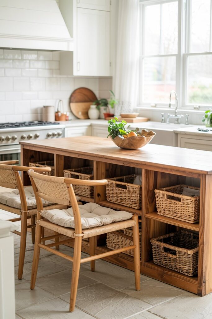 Open-Cubby Kitchen Storage Bench