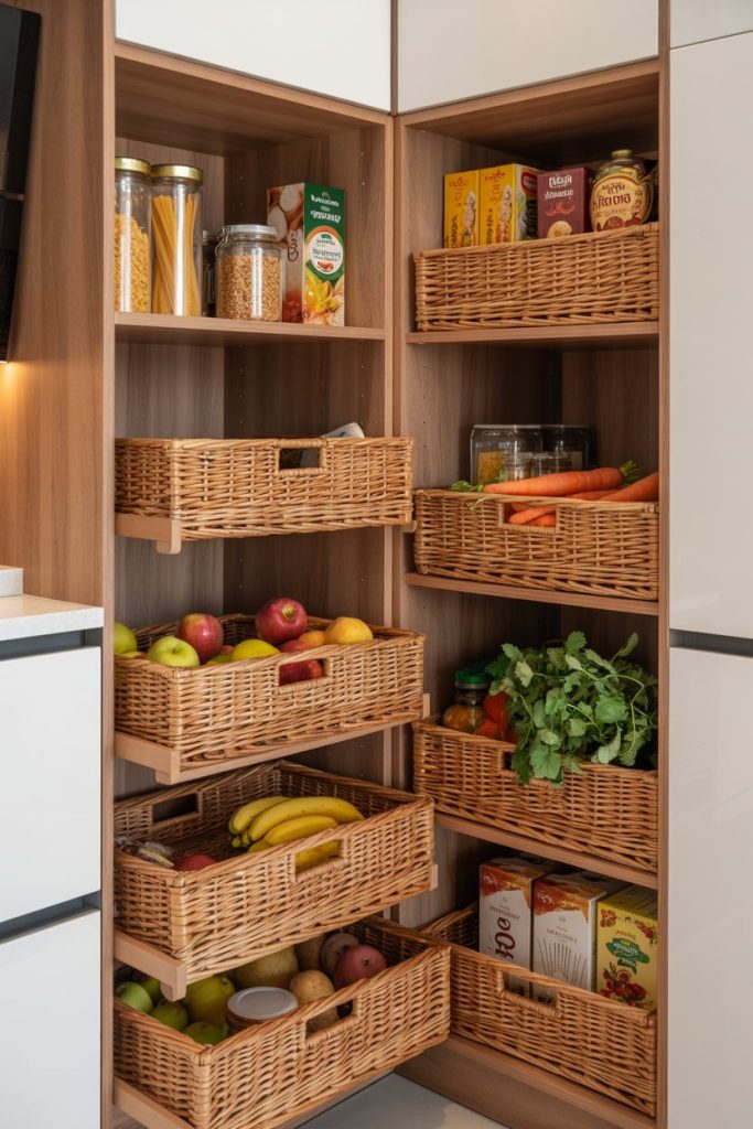 Corner Pantry with Basket Drawers