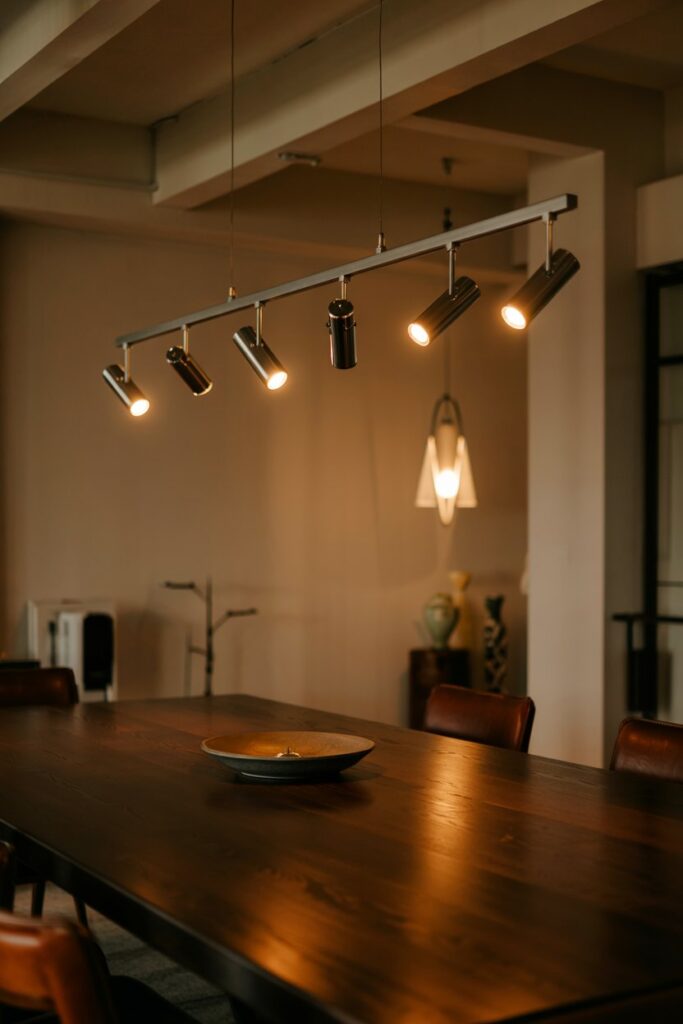 Adjustable Track Lighting Over the Dining Table