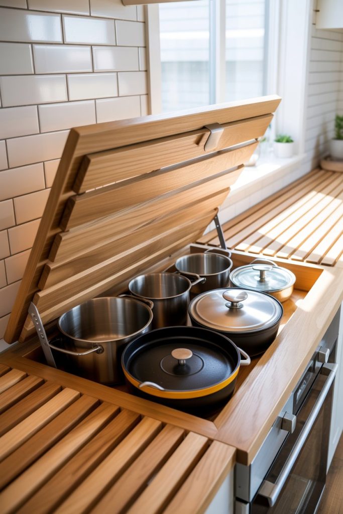Bench Storage for Large Pots