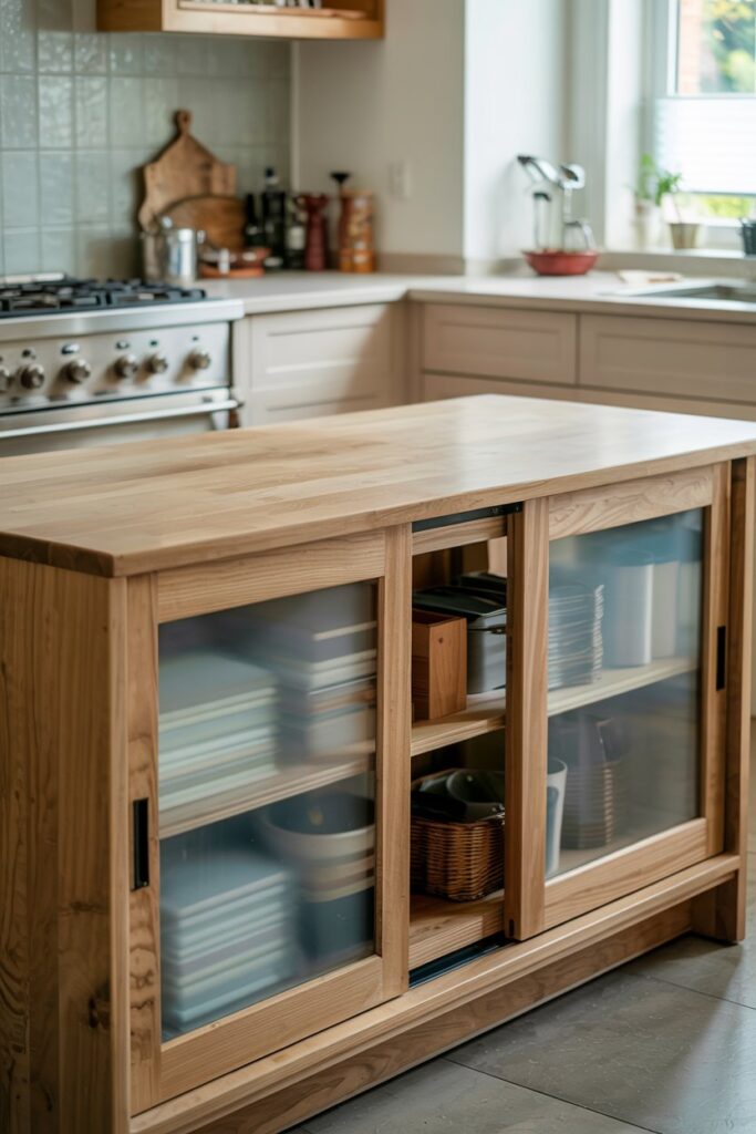 Kitchen Storage Bench with Sliding Panels