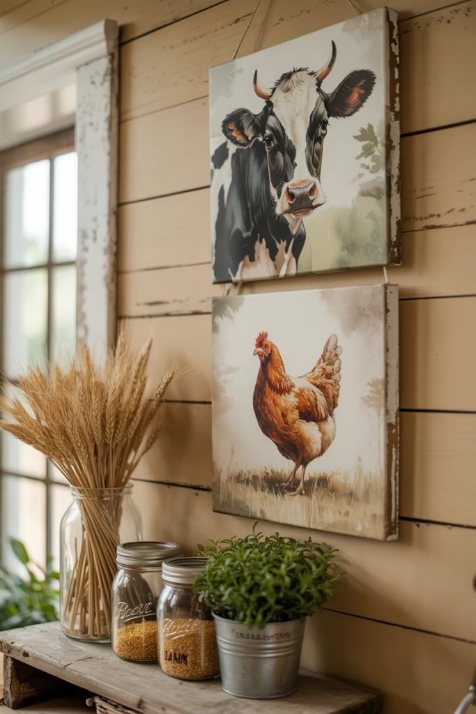 Farm Animal Canvas Art (Cow/Chicken)
