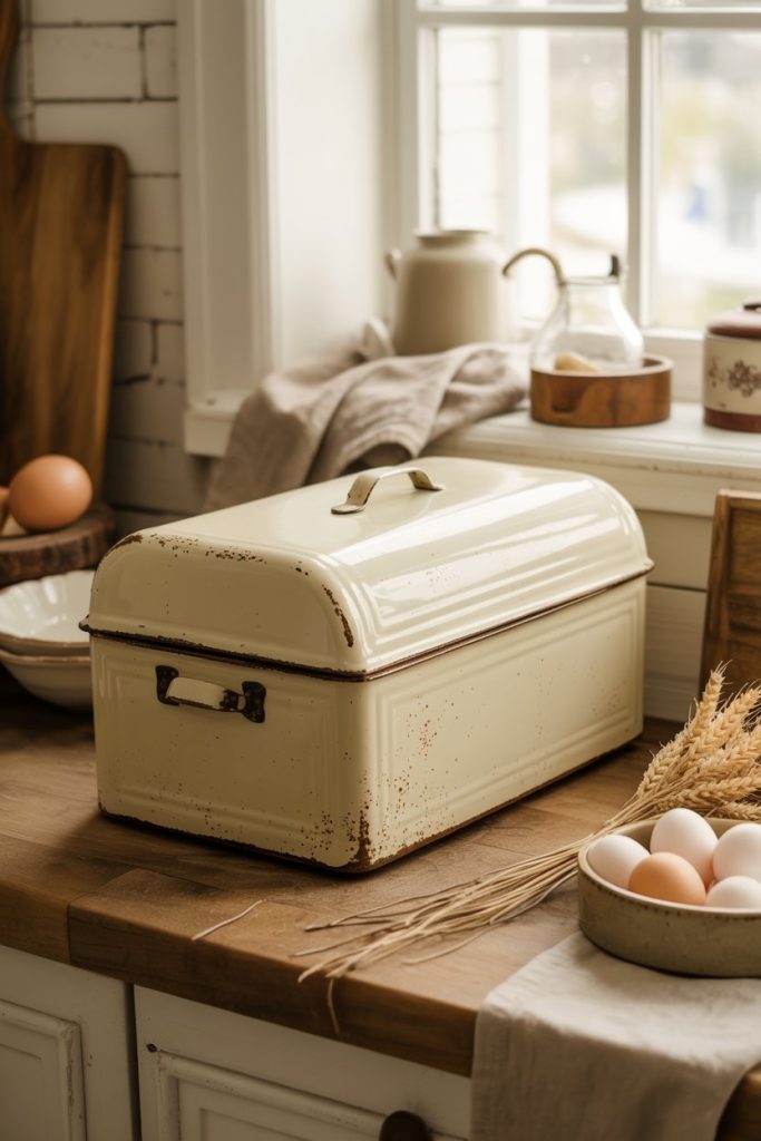  Vintage Metal Bread Box